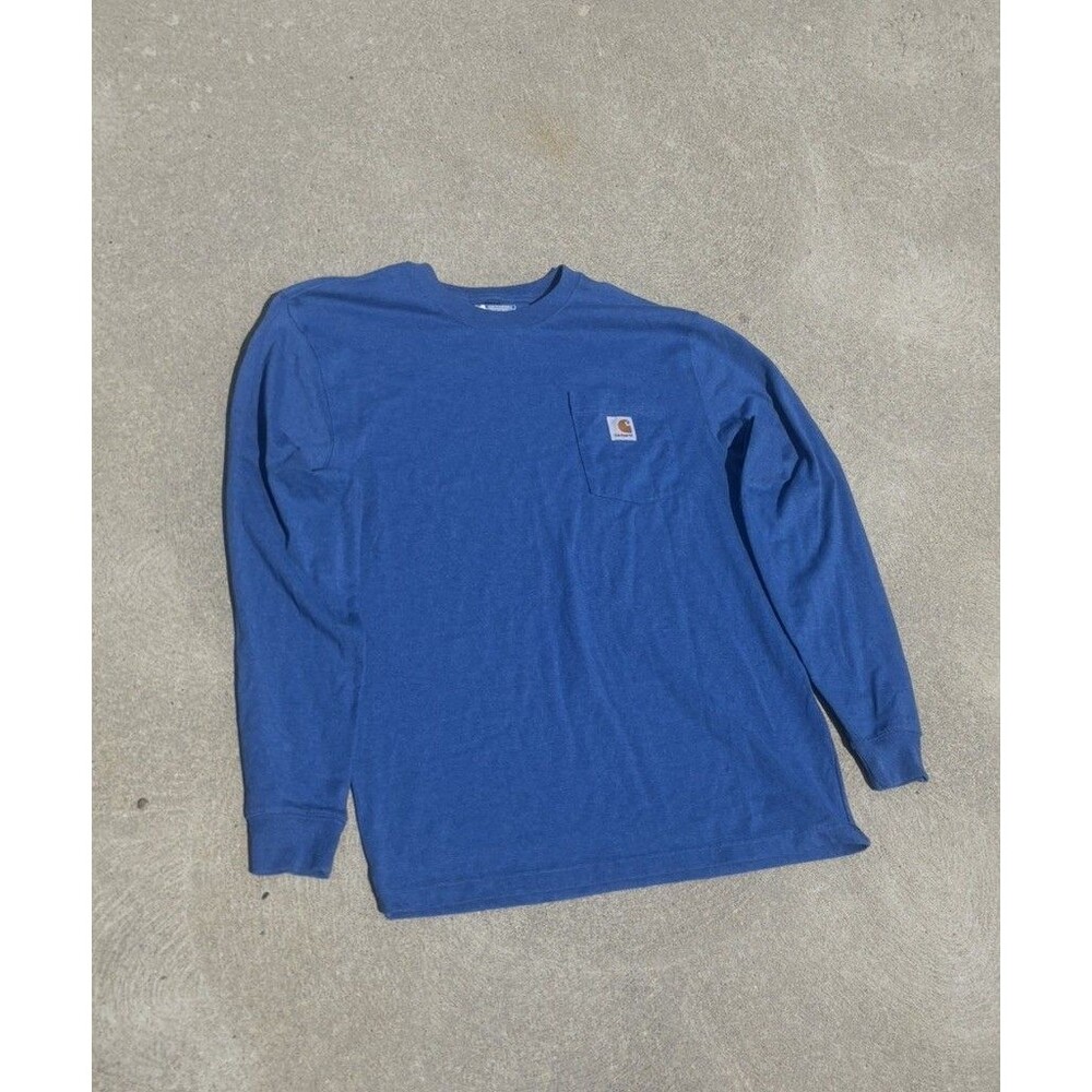 Carhartt TK0126-M K126  Blue Cotton Long Sleeve Pocket Shirt Adult M Medium